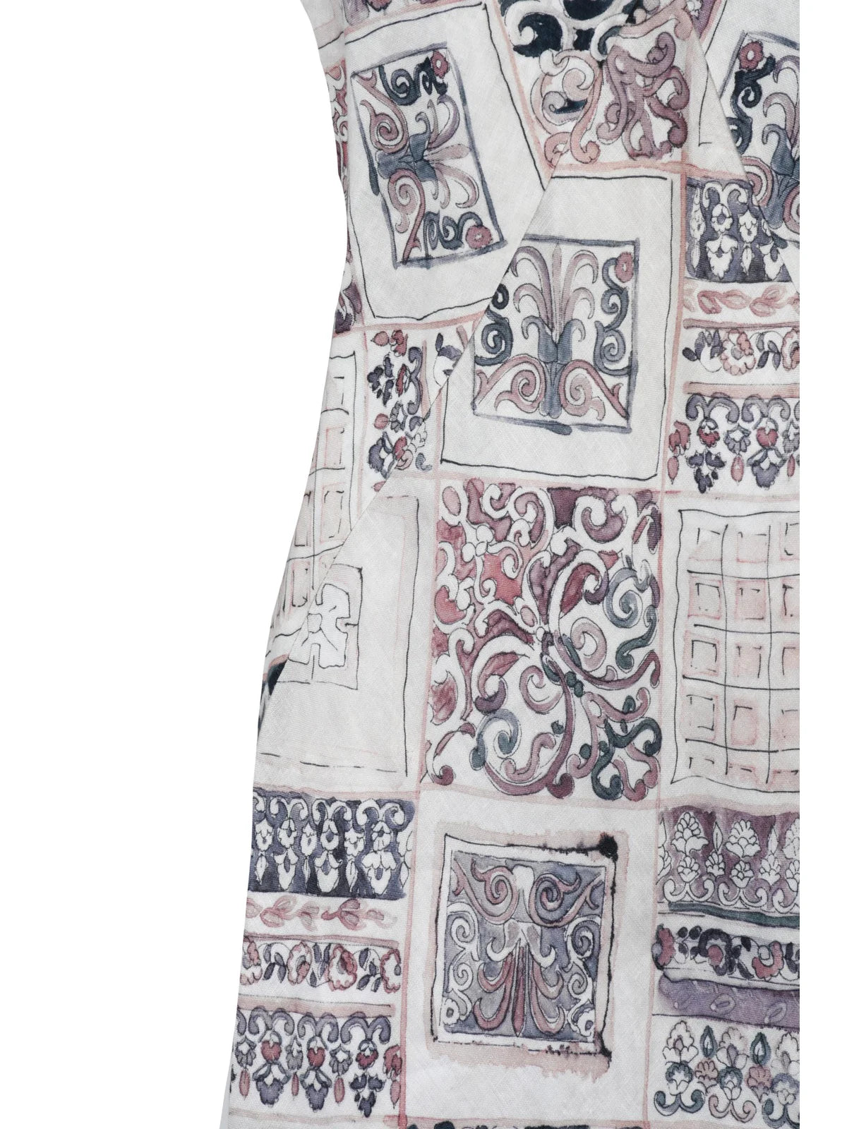 Blue Pink Long Linen Dress