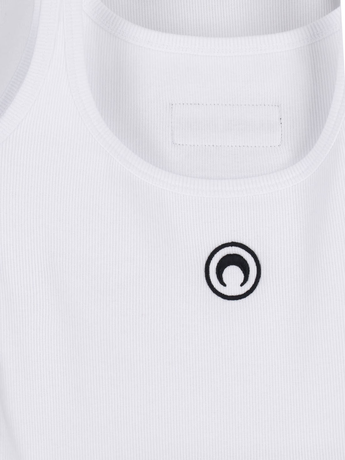 White Ribbed Cotton Midi Logo Dress