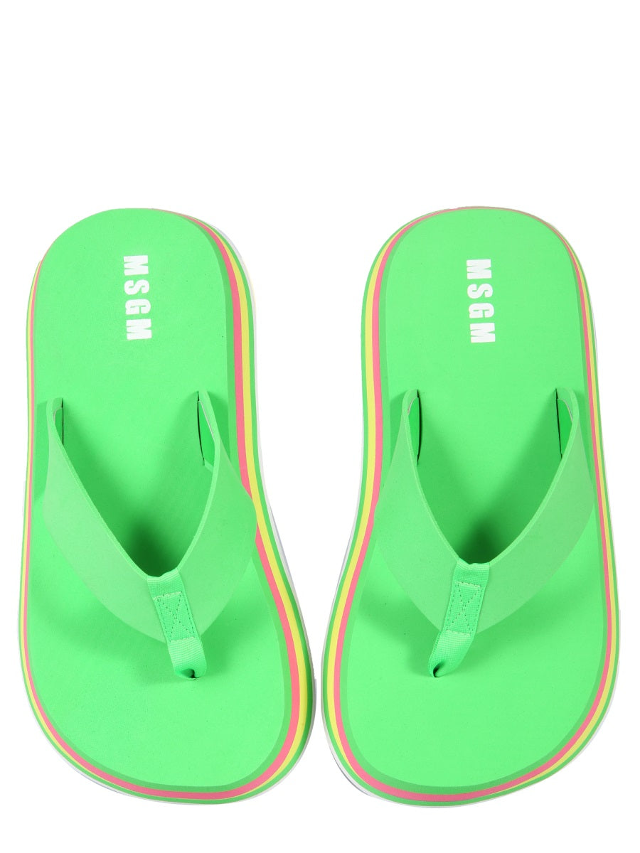 Striped Pattern Thong Sandals