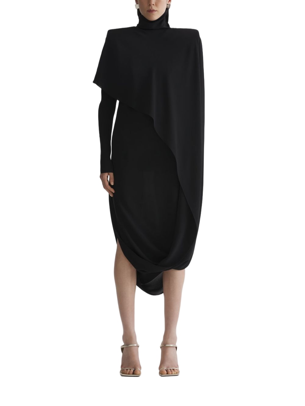 Asymmetric Overlay Midi Dress With Thigh Slit