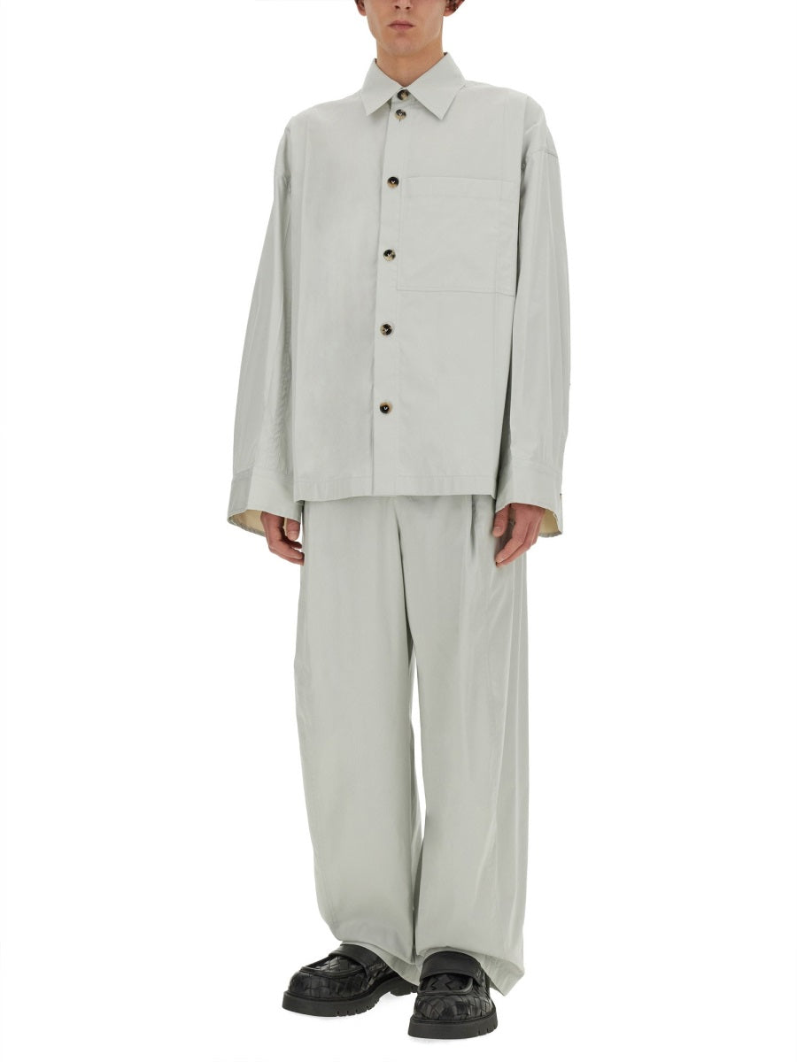 Smooth Tailored Cotton Shirt with Pointed Collar
