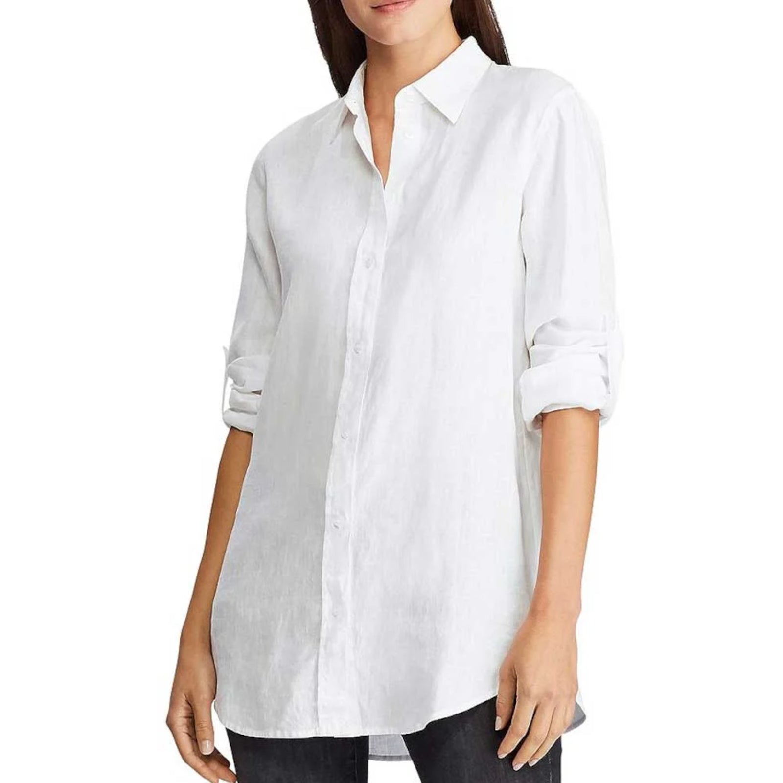 White Karrie Tissue Linen Button Shirt