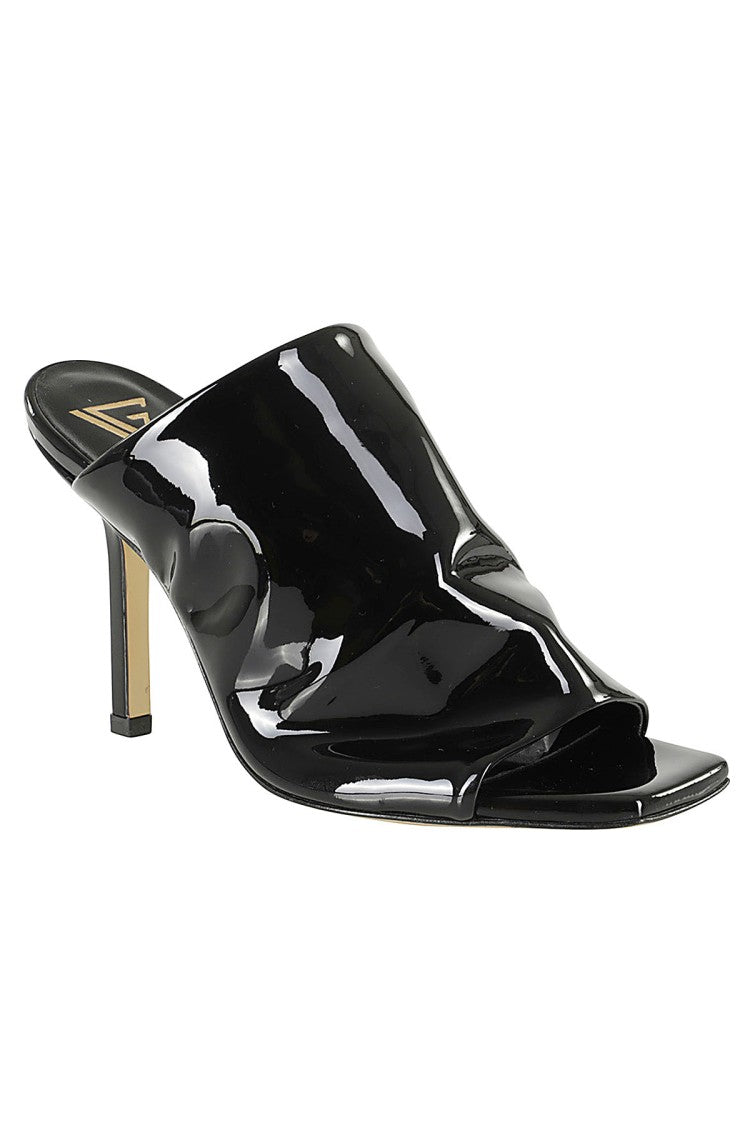 Vernice Squarish Open-Toe Patent Leather Mules