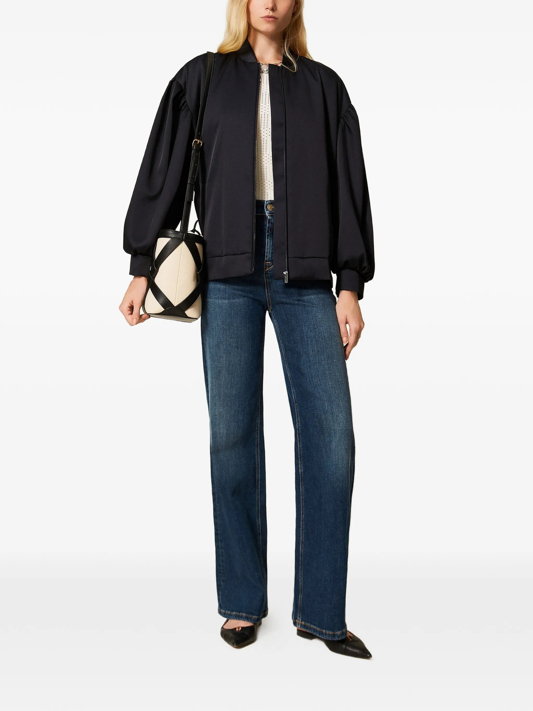Medium Blue Pantalone Wide-Leg Jeans
