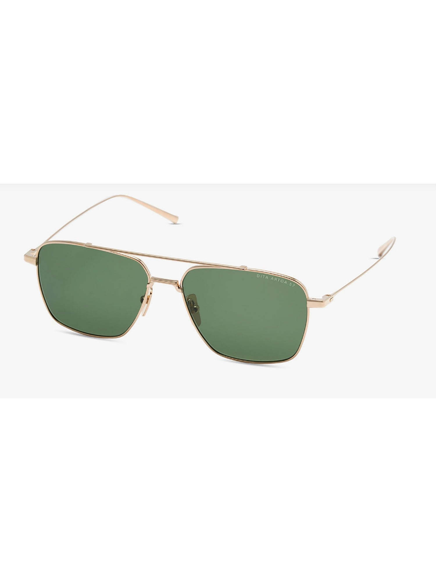 Geometric Frame Sunglasses with Green Lenses and Gold Accents