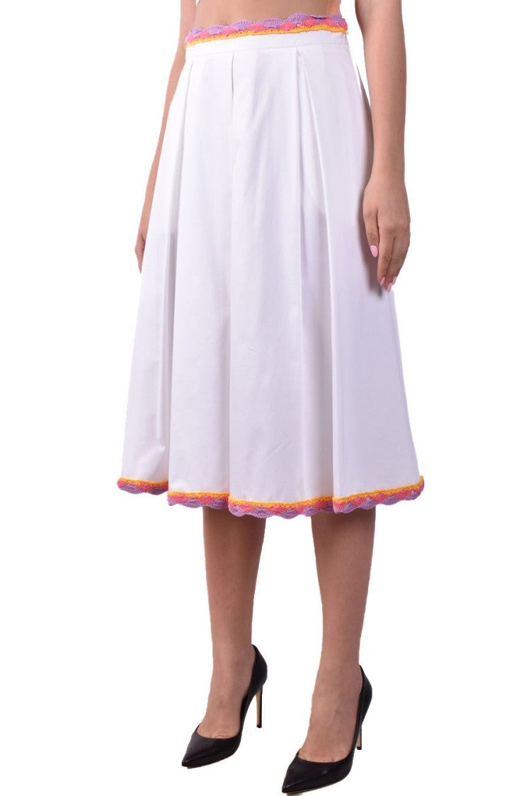 White Cotton Midi Skirt