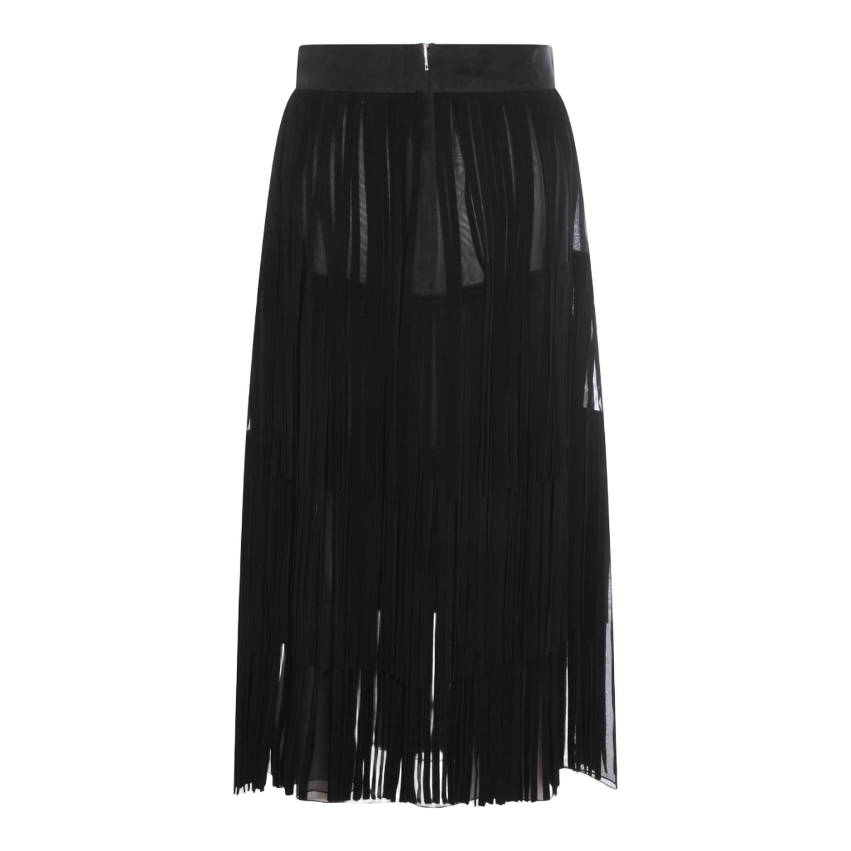 Pleated Sheer Midi Skirt with Layered Design