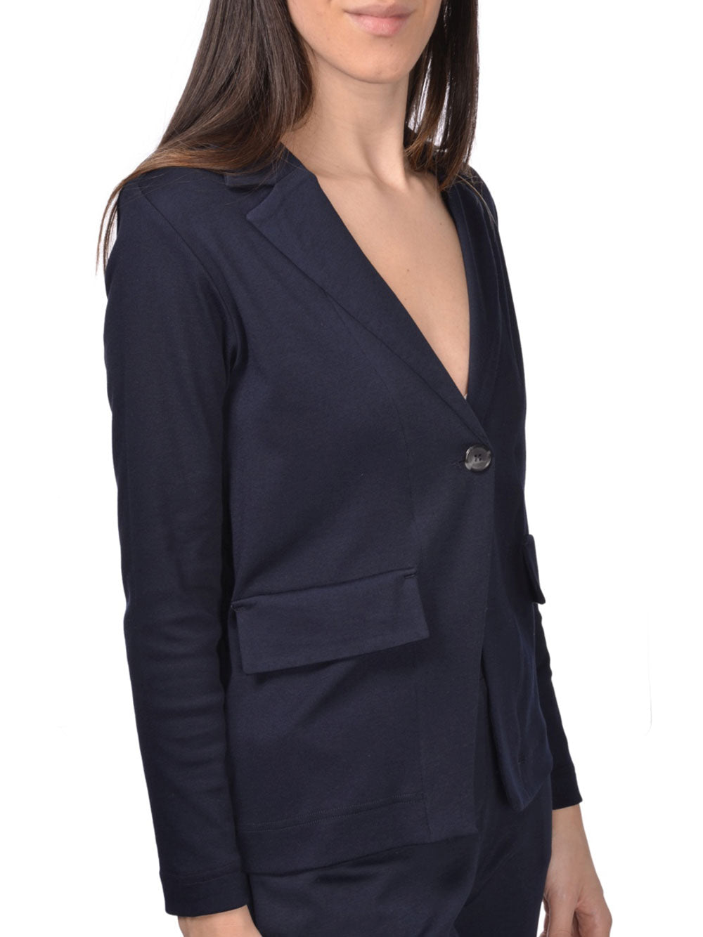 Black Giacchina Tailored Cotton V-Neck Jacket