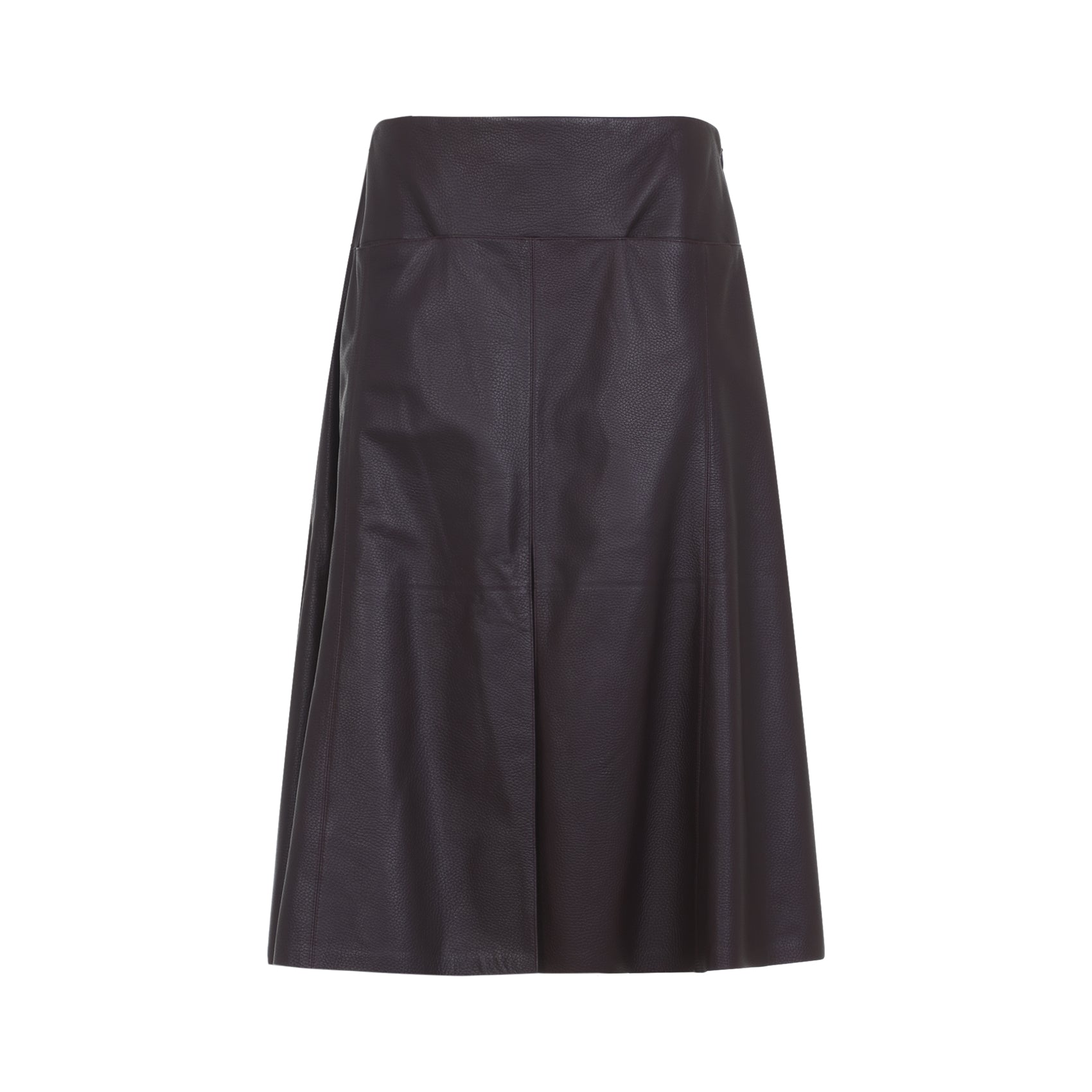 Knee-Length Lamb Leather Skirt With Flared Silhouette