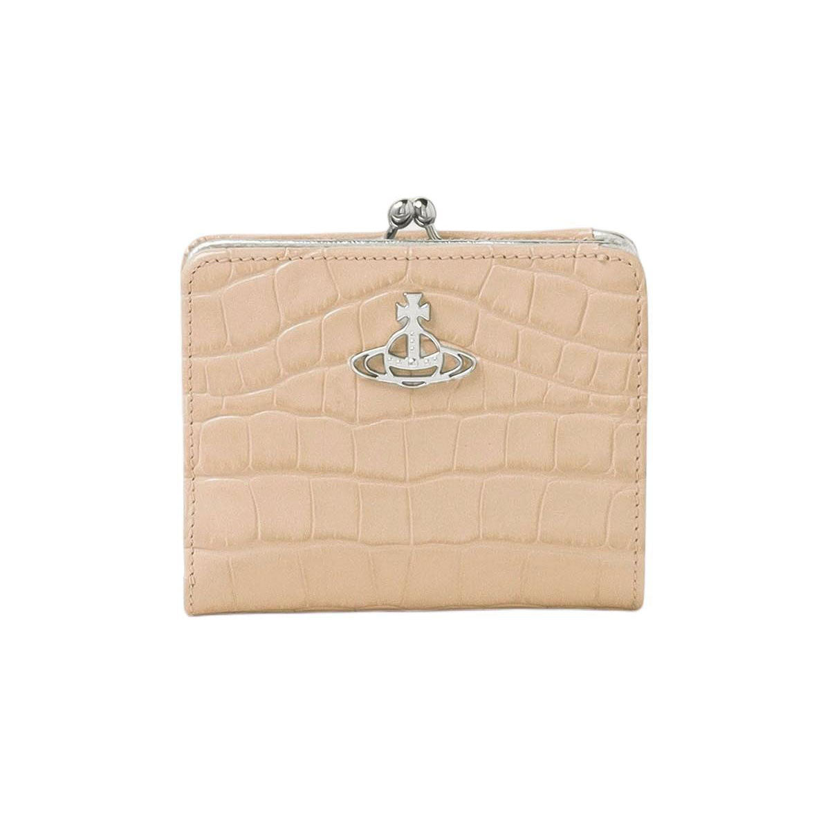 Crocodile-Embossed Calf Leather Wallet With Metallic Closure