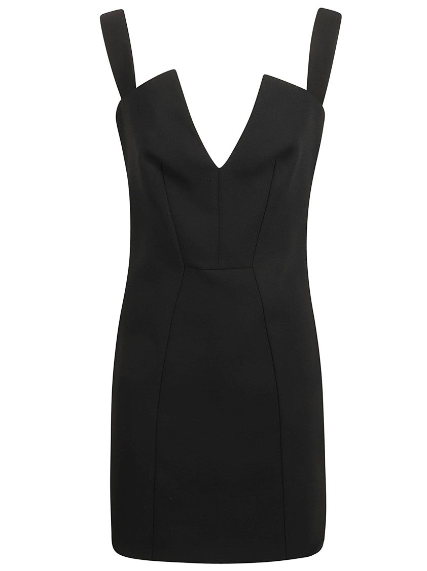 Fitted Black Dress With Deep V-Neckline