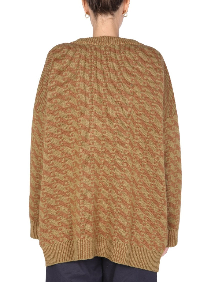 V-Neck Jacquard Sweater