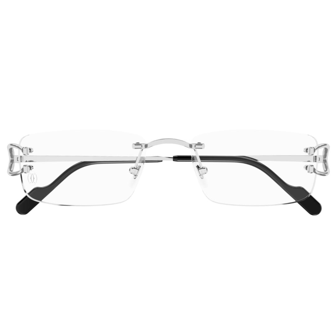 Rimless Rectangular Eyeglasses With Silver Metal Temples