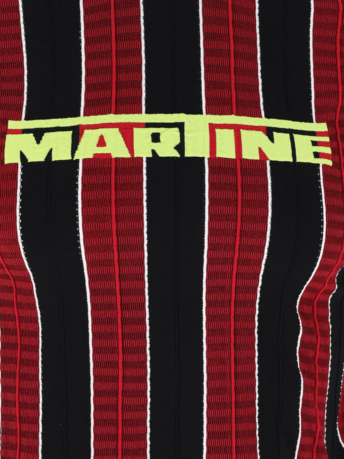 Red Ribbed Striped Cotton T-Shirt