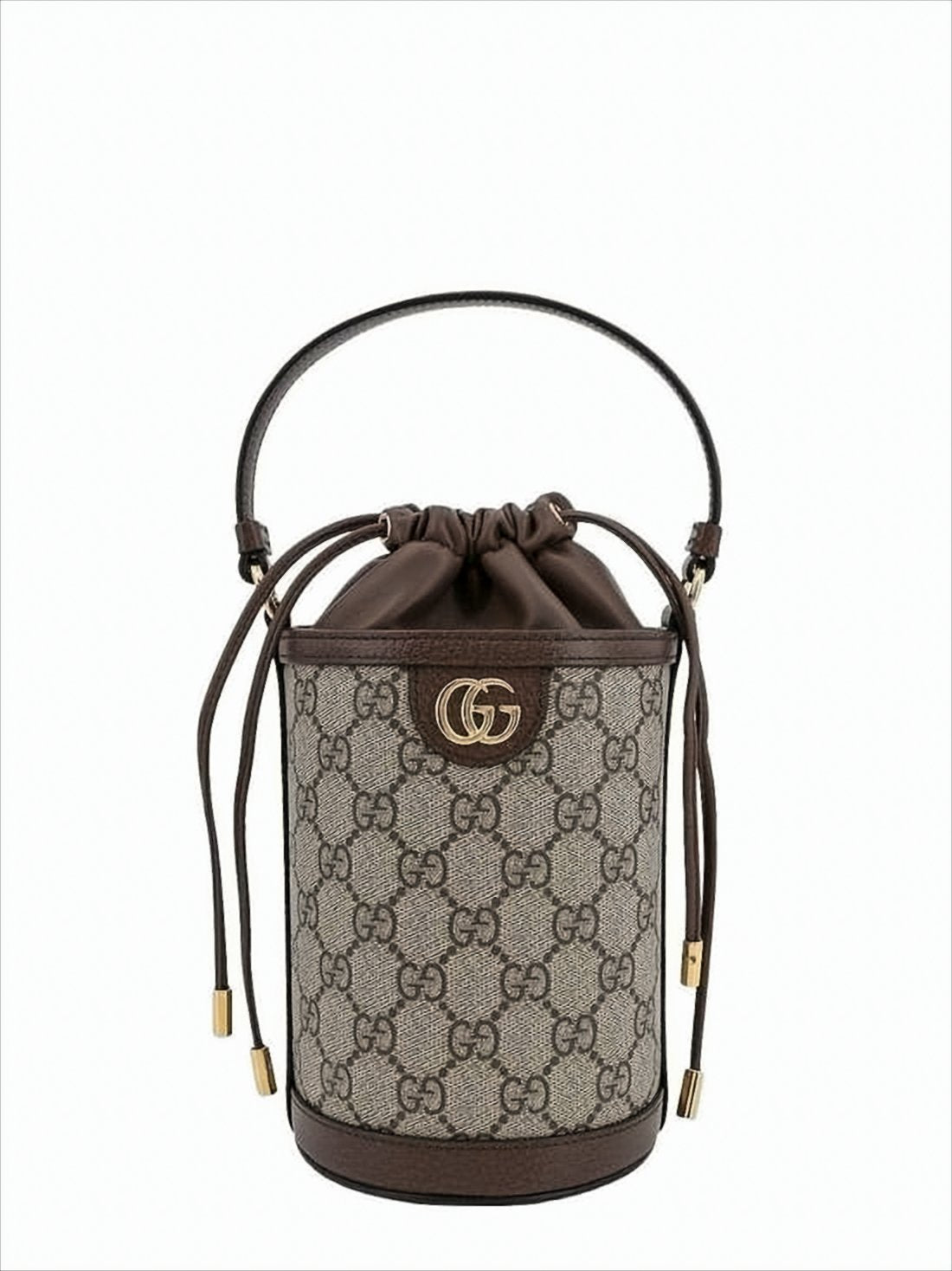 Cylindrical Monogram Canvas Bucket Bag