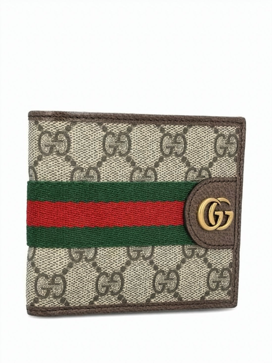 Compact Bifold Wallet with Signature Monogram and Gold-tone Details