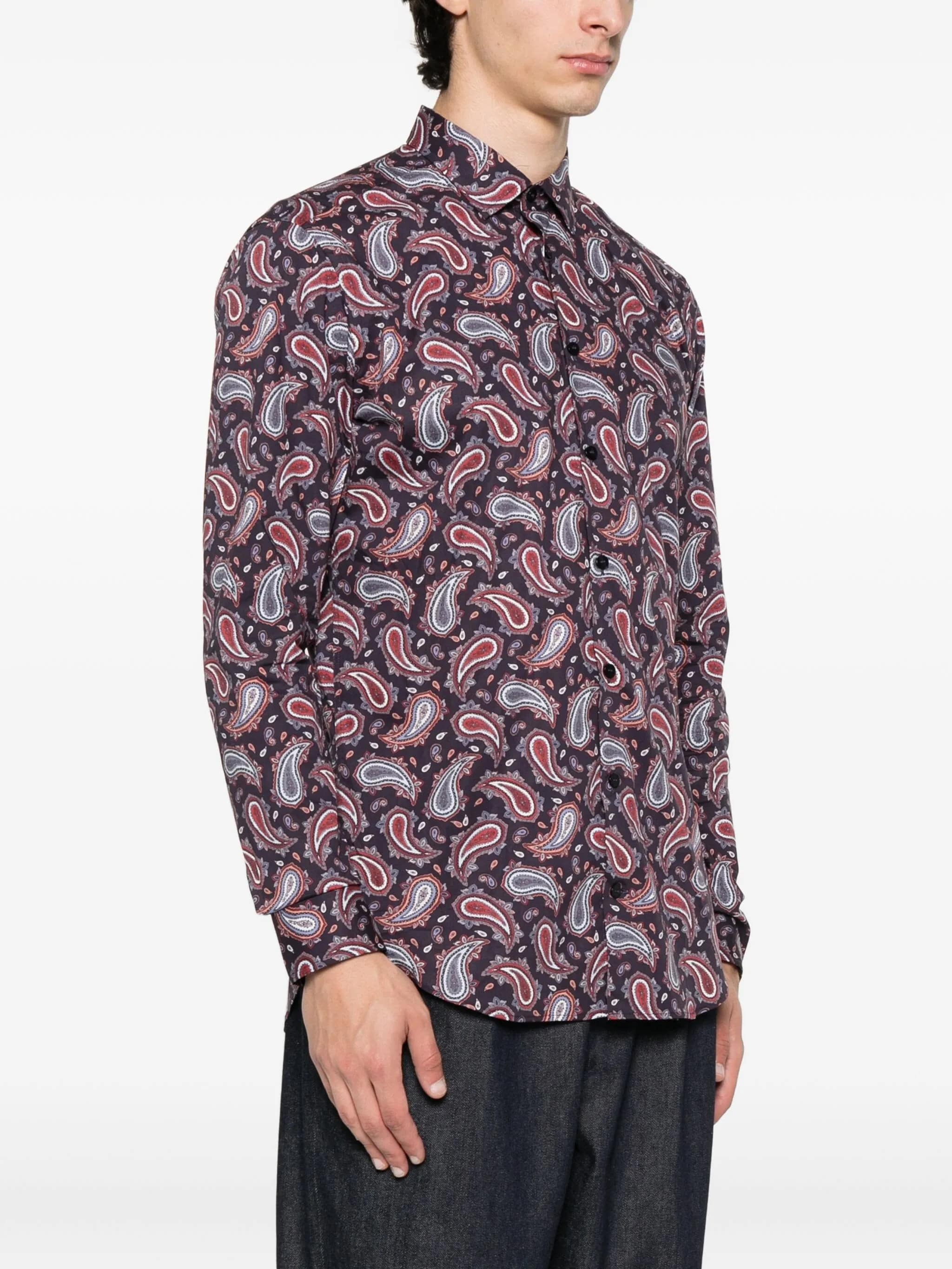 Formal Dark Paisley Pattern Button Shirt