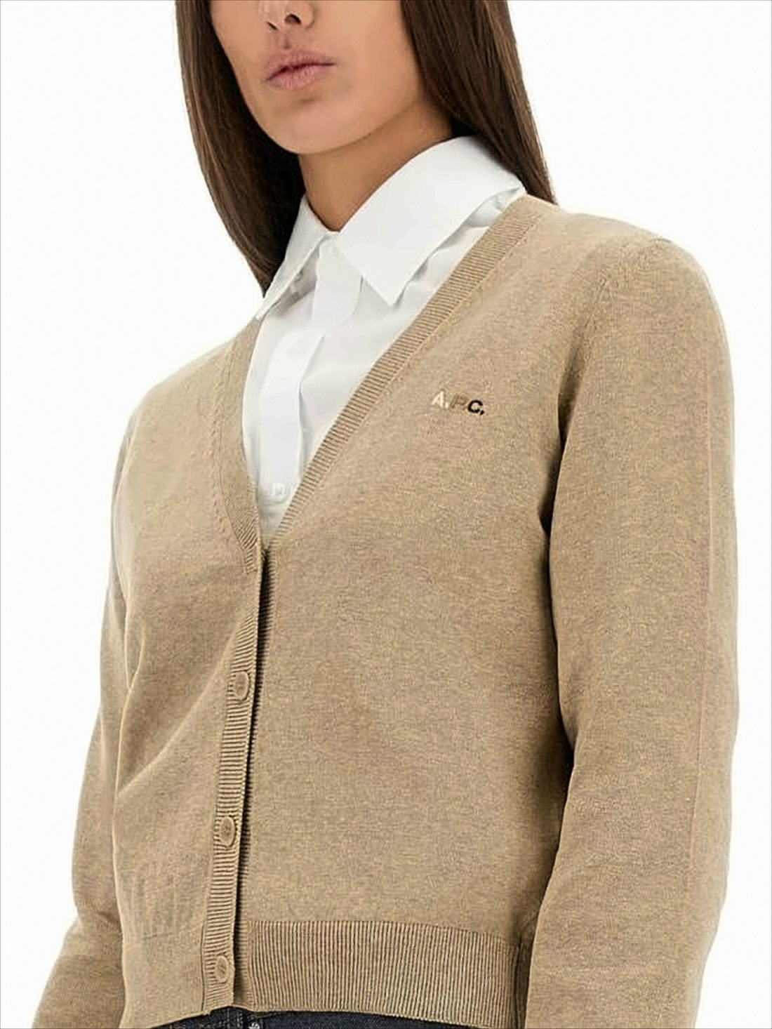 Cropped Brown Cardigan with V-Neckline