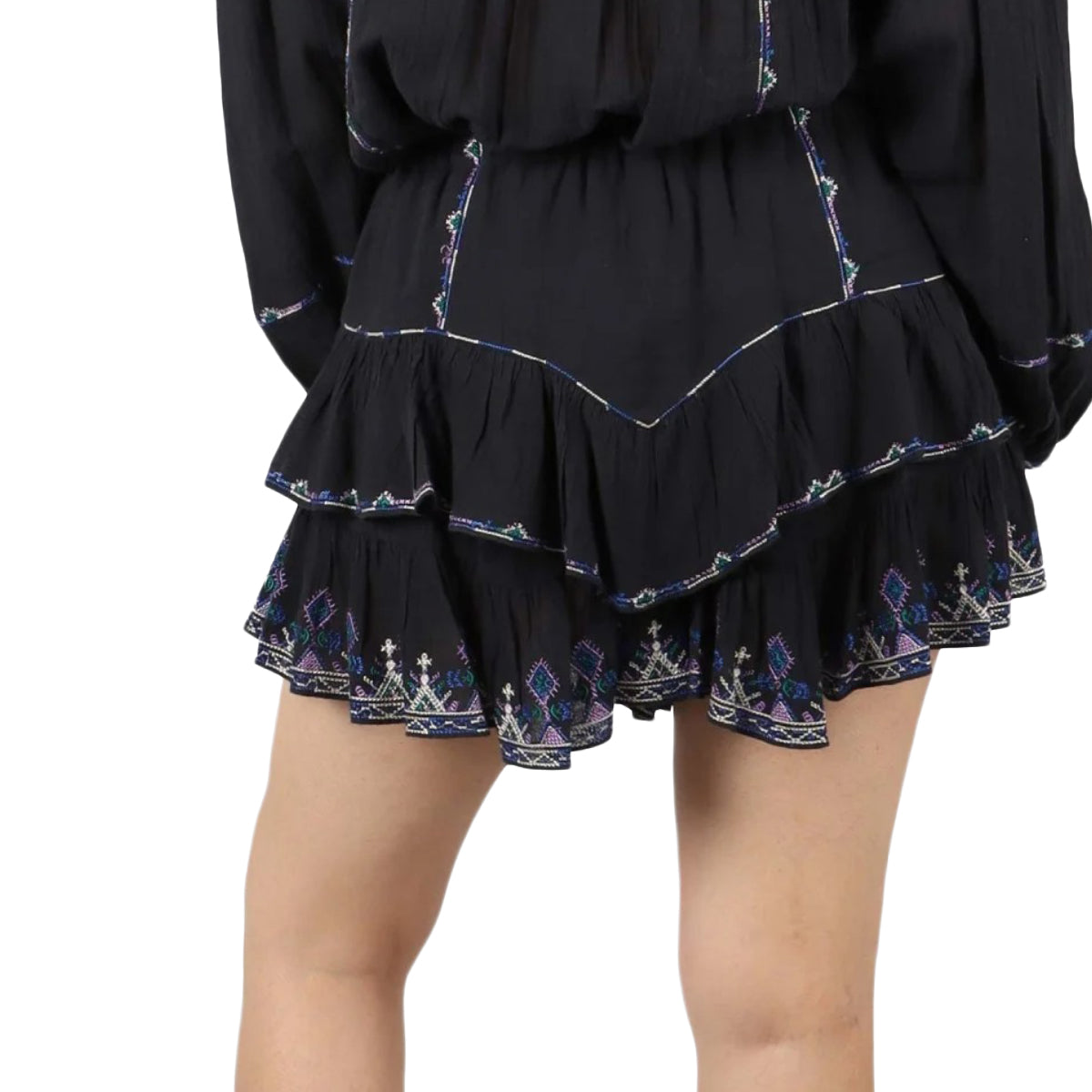 Layered Black Short Skirt with Ruffled Edges