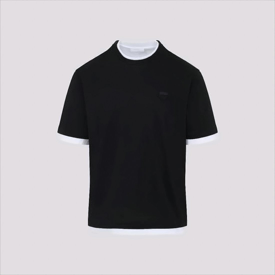 Black Short-Sleeve T-Shirt with Contrasting White Trim