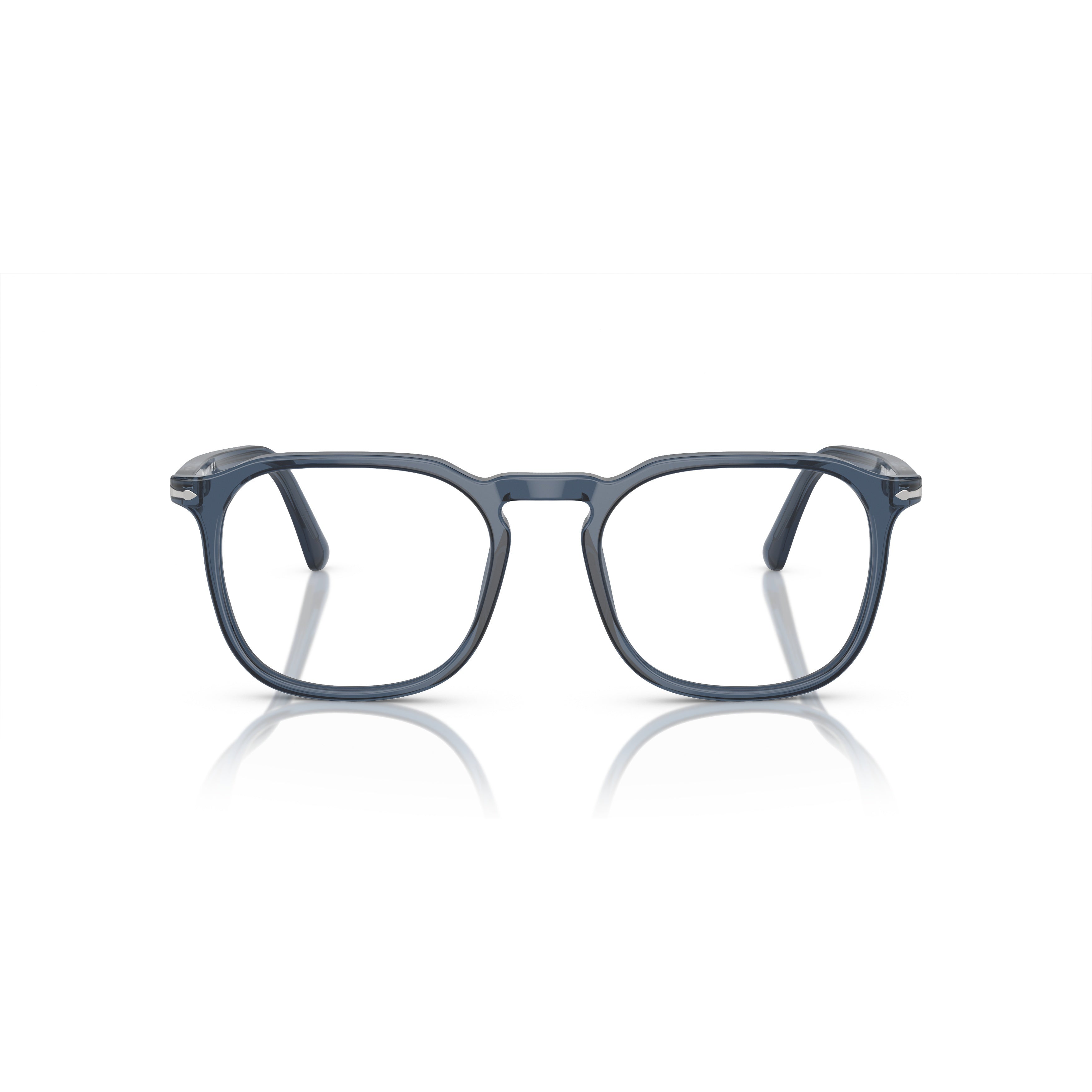 0po3337v Translucent Acetate Square Frame Eyeglasses with Silver Accents