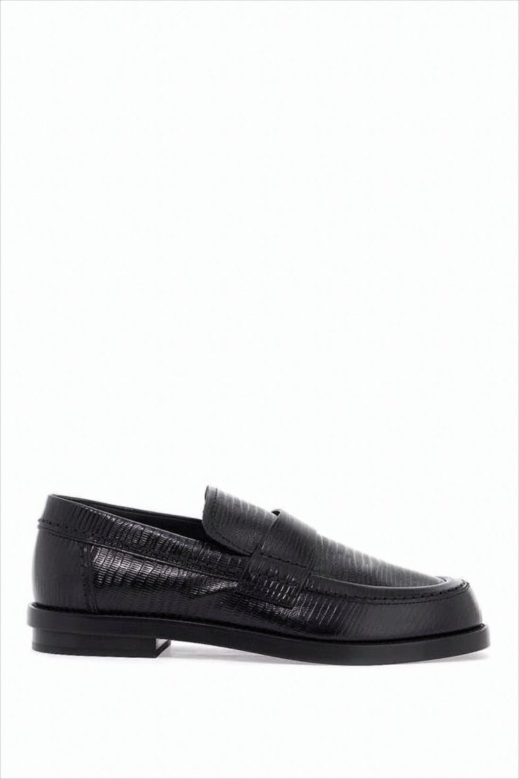 Textured Leather Loafer with Embossed Pattern