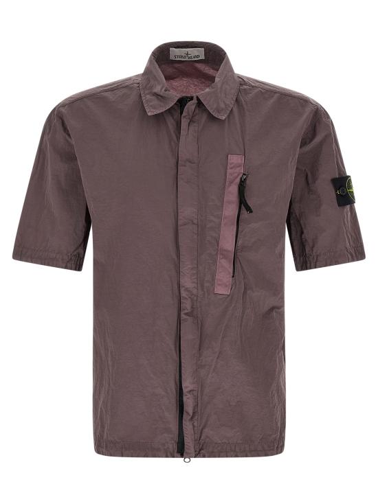Short-Sleeve Shirt With Zippered Pocket And Relaxed Fit