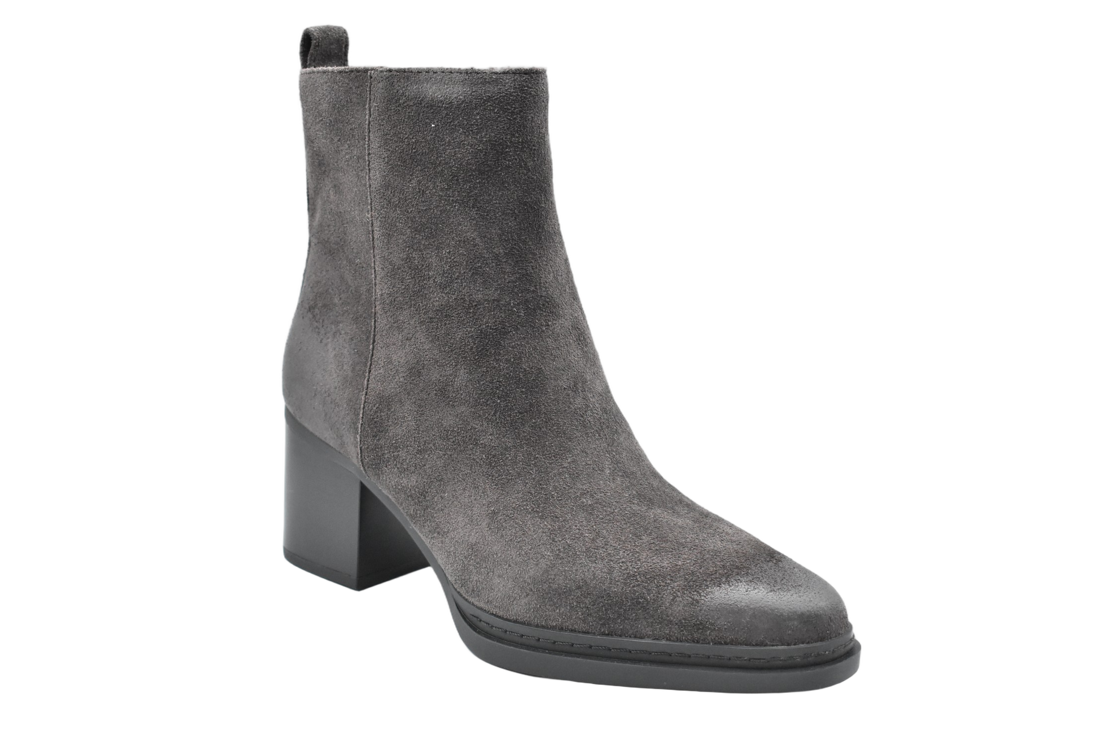 Brown Suede Ankle Boots With Block Heel