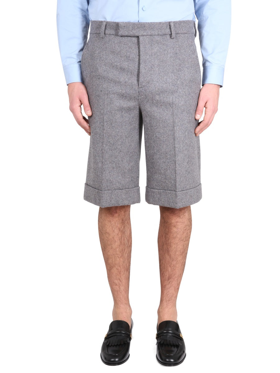 Tailored Melange Wool-Cashmere Blend Shorts