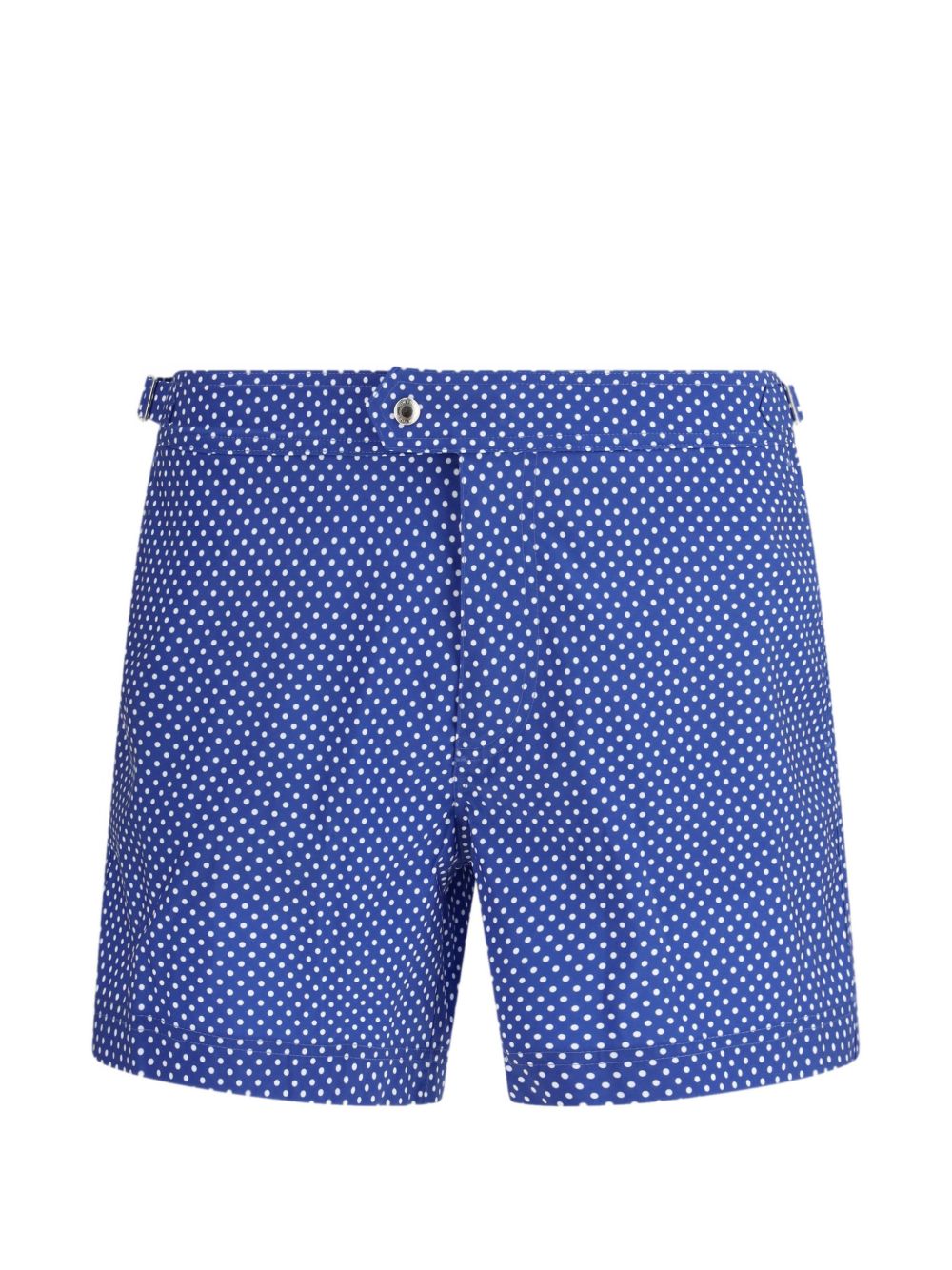 Tailored Blue Shorts with White Dot Pattern