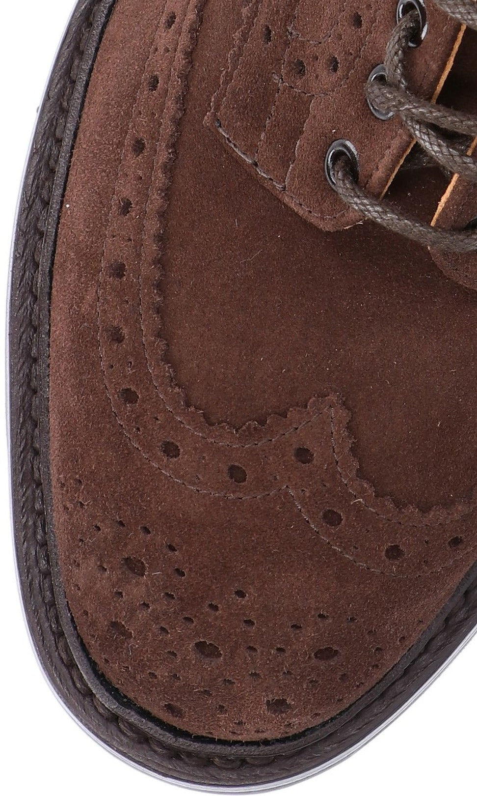 Brogue-Style Suede Flat Shoes With Wingtip Accents