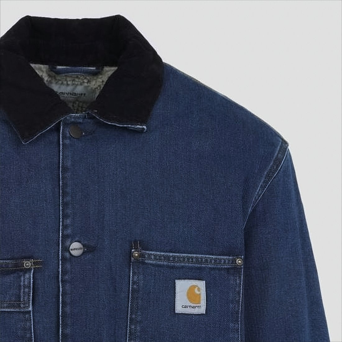 Classic Denim Coat With Corduroy Collar