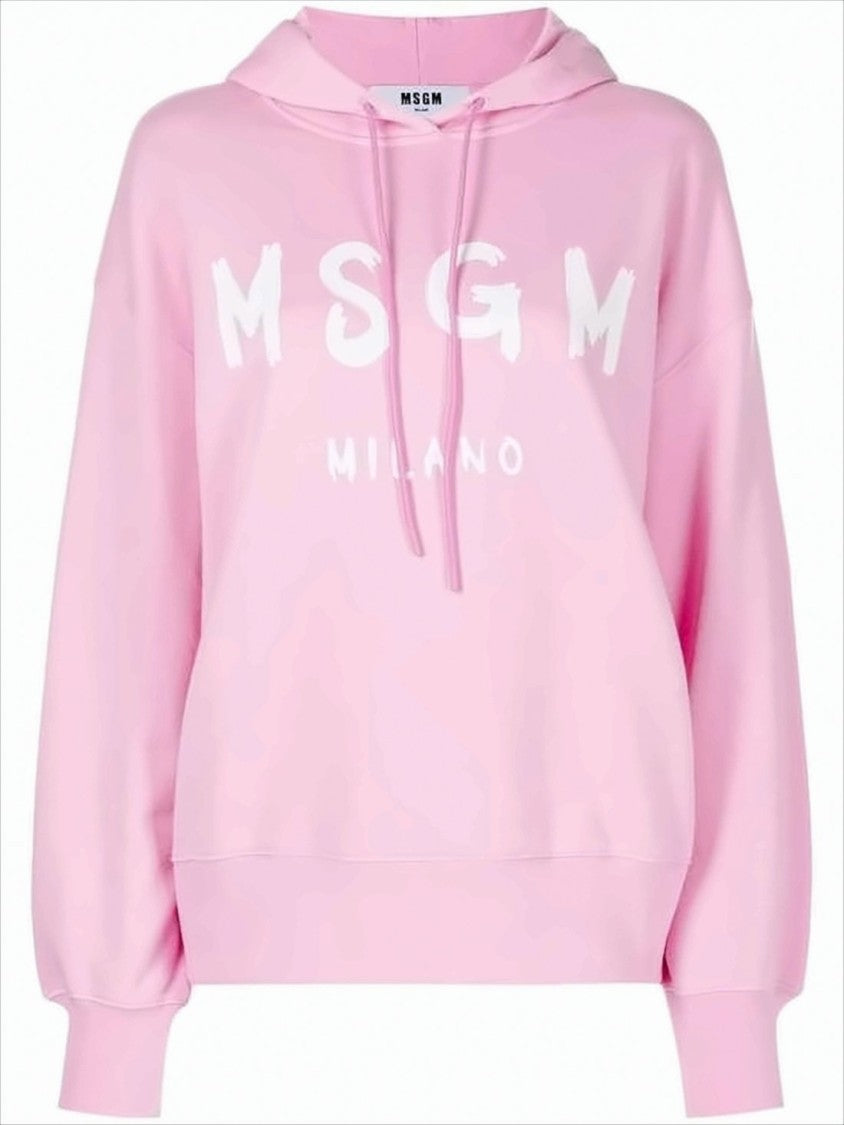 Pastel Pink Relaxed-Fit Hoodie with Logo Print