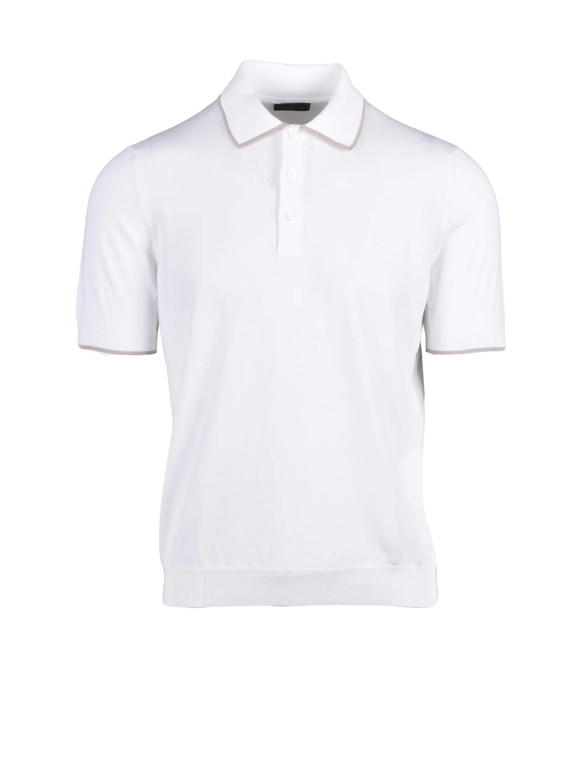 White Cotton Knit Polo