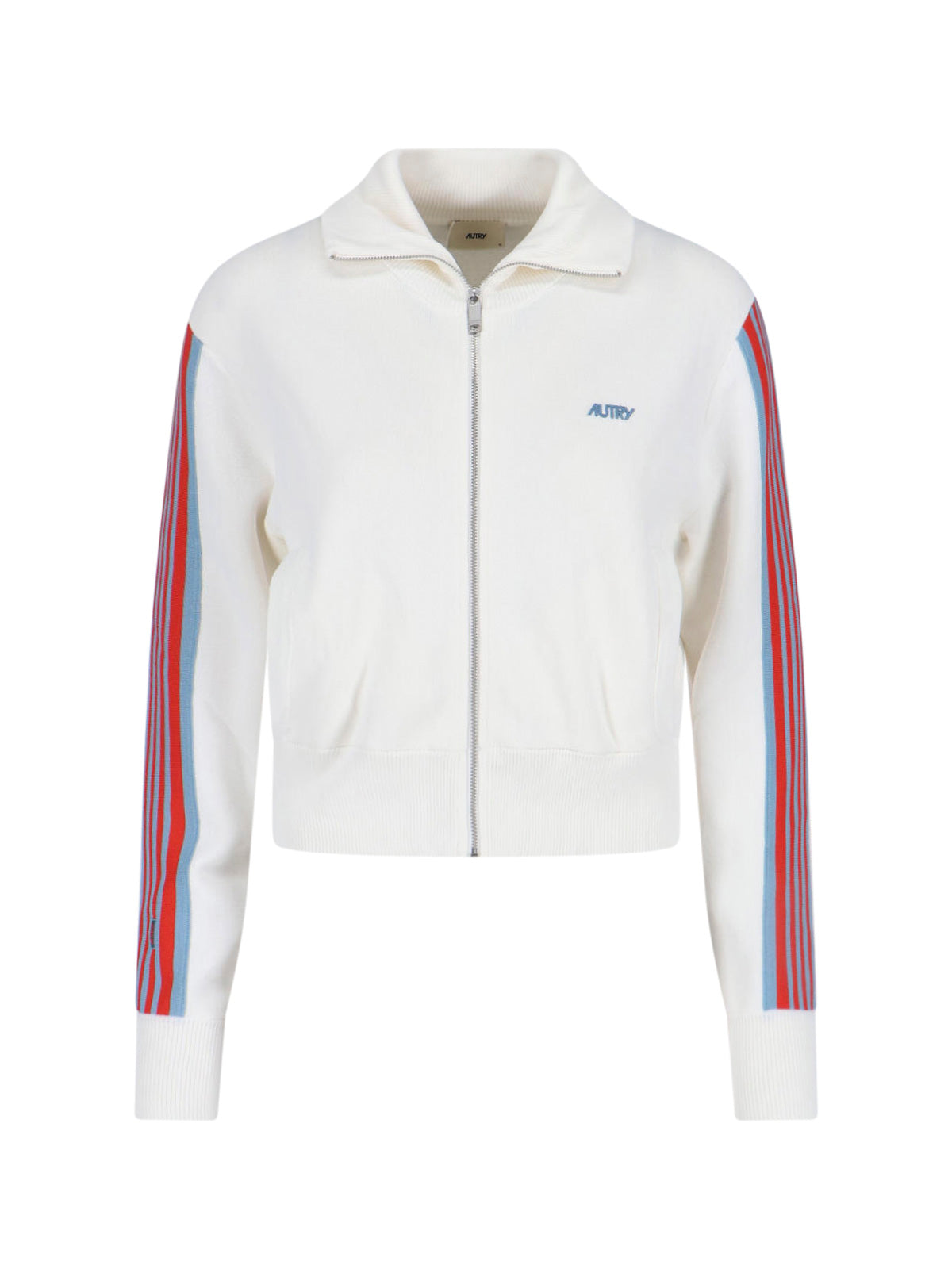 White Viscose Blend Zip Sweatshirt