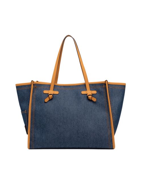 Denim-Effect Handbag with Pouch