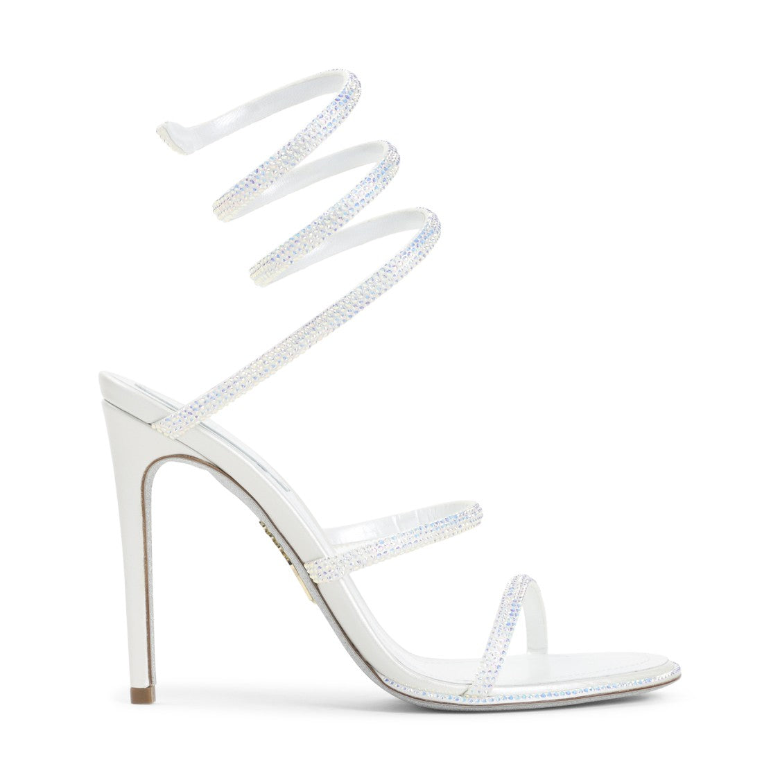 High-Heeled Sandals With Spiral Ankle Strap And Strass Accents