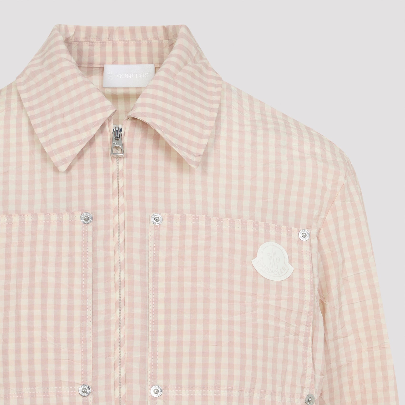 Cropped Gingham Jacket with Classic Collar
