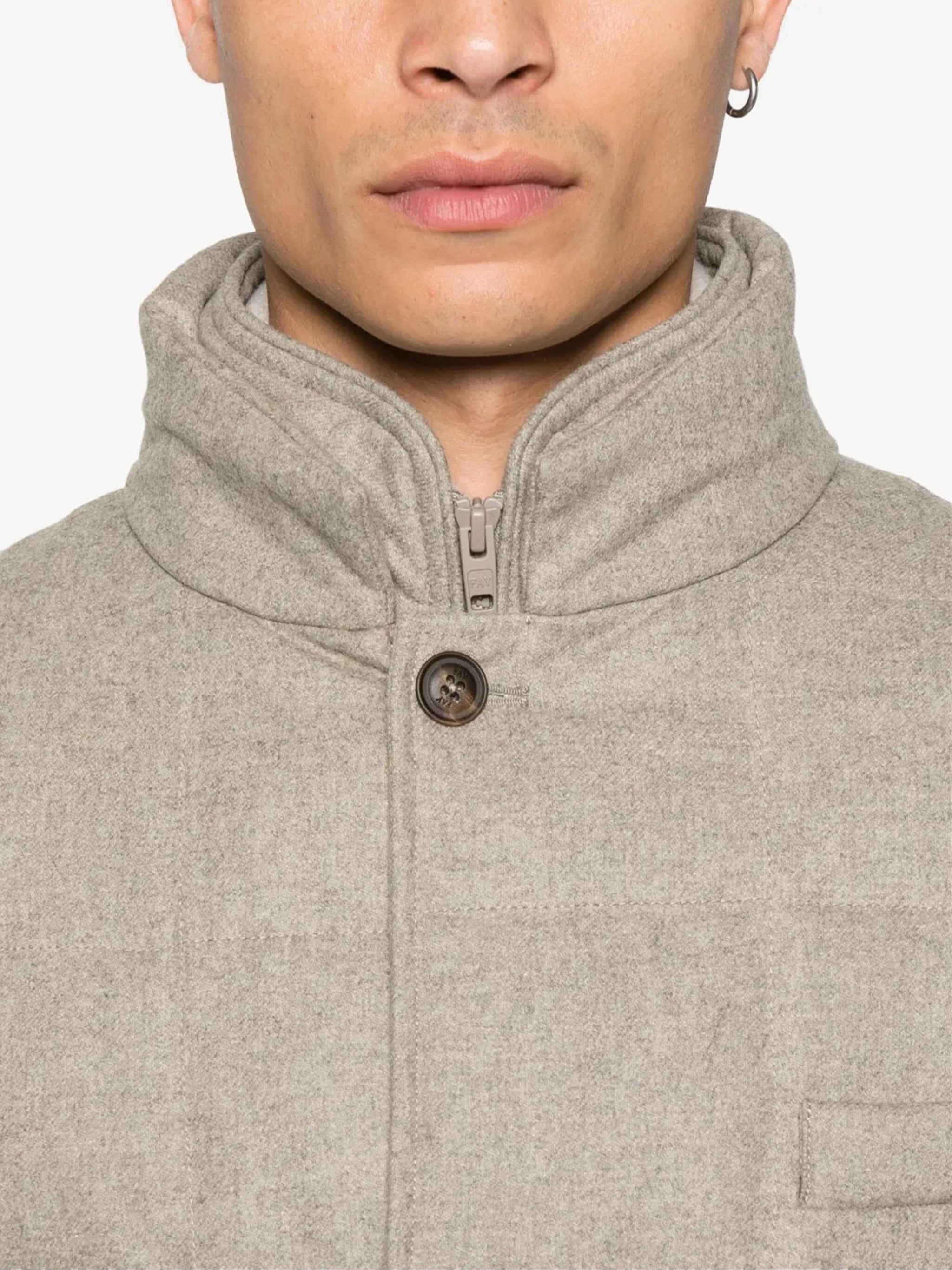 Double-Breasted Quilted Padded Grid Stitch Jacket