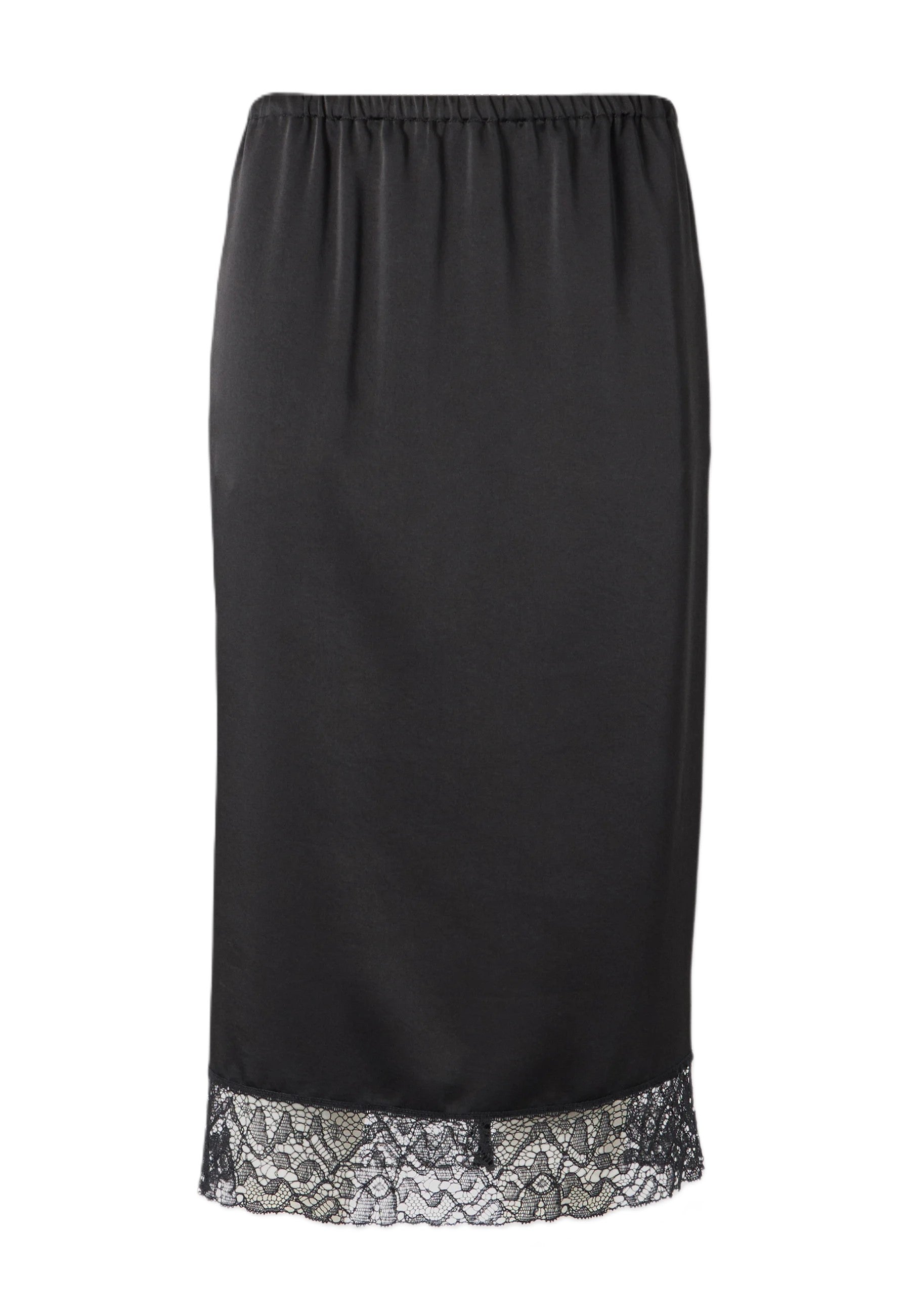 Black Cotton Linen Midi Skirt