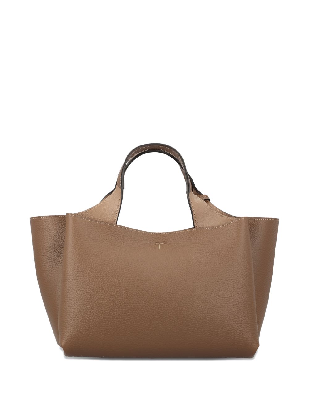 Structured Grained Leather Tote with Silver-tone Hardware