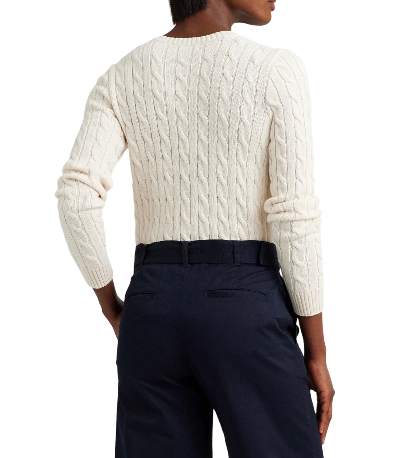 Soft Gassed Cotton Long Sleeve Cable Knit Pullover