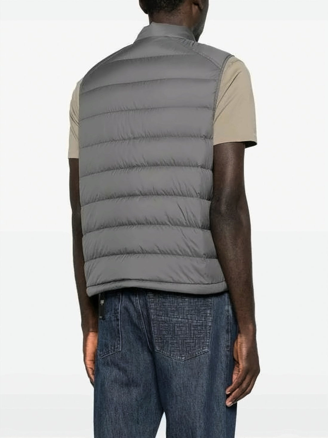 Padded Grey Vest with Stand Collar