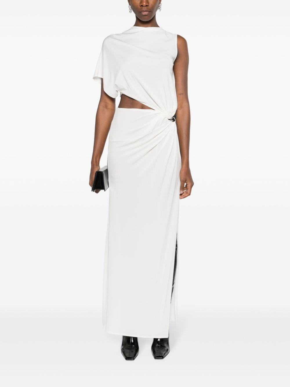 Heritage White Stretch-Jersey Crepe Asymmetric Dress