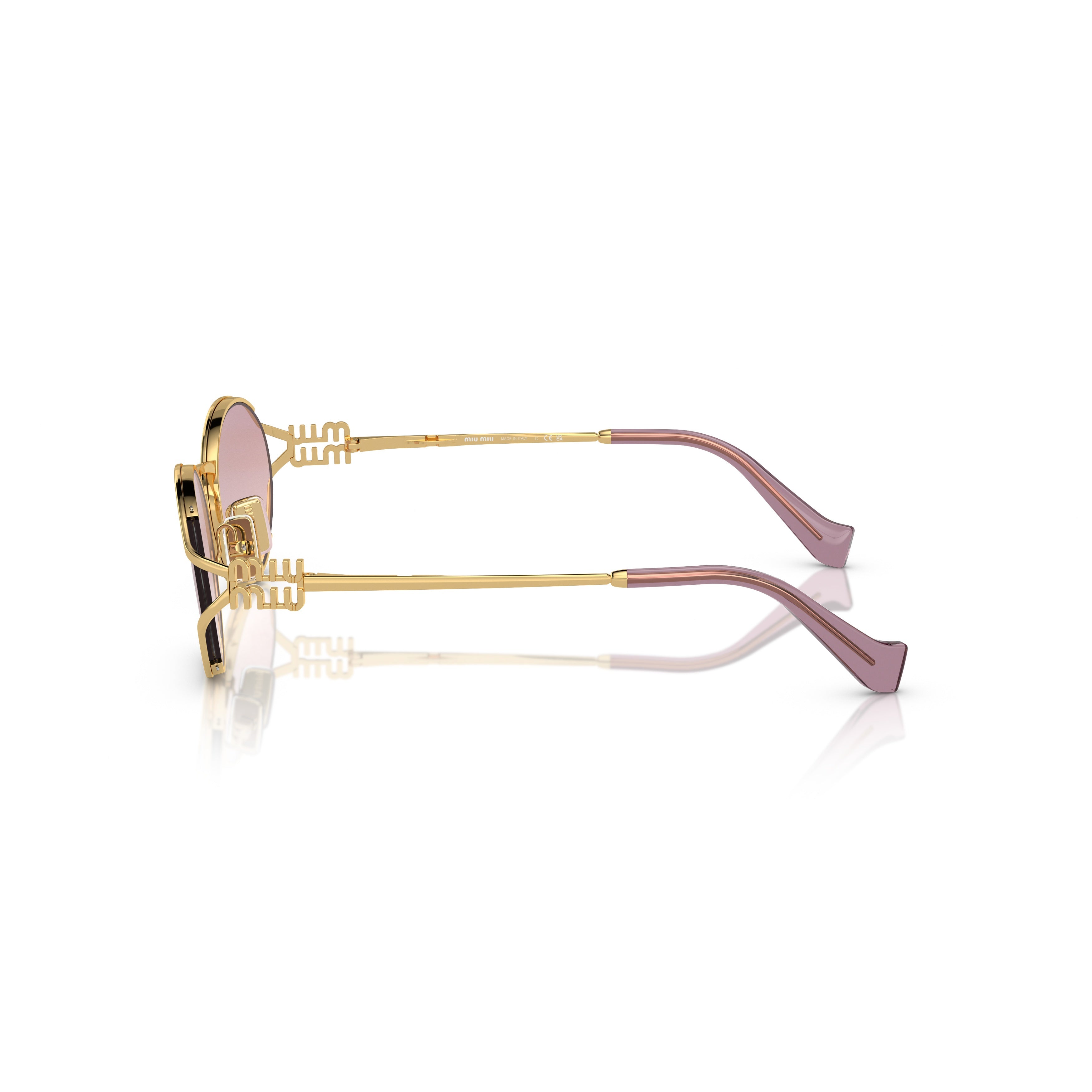 0mu 52ys Oval Gold Metal Frame Sunglasses