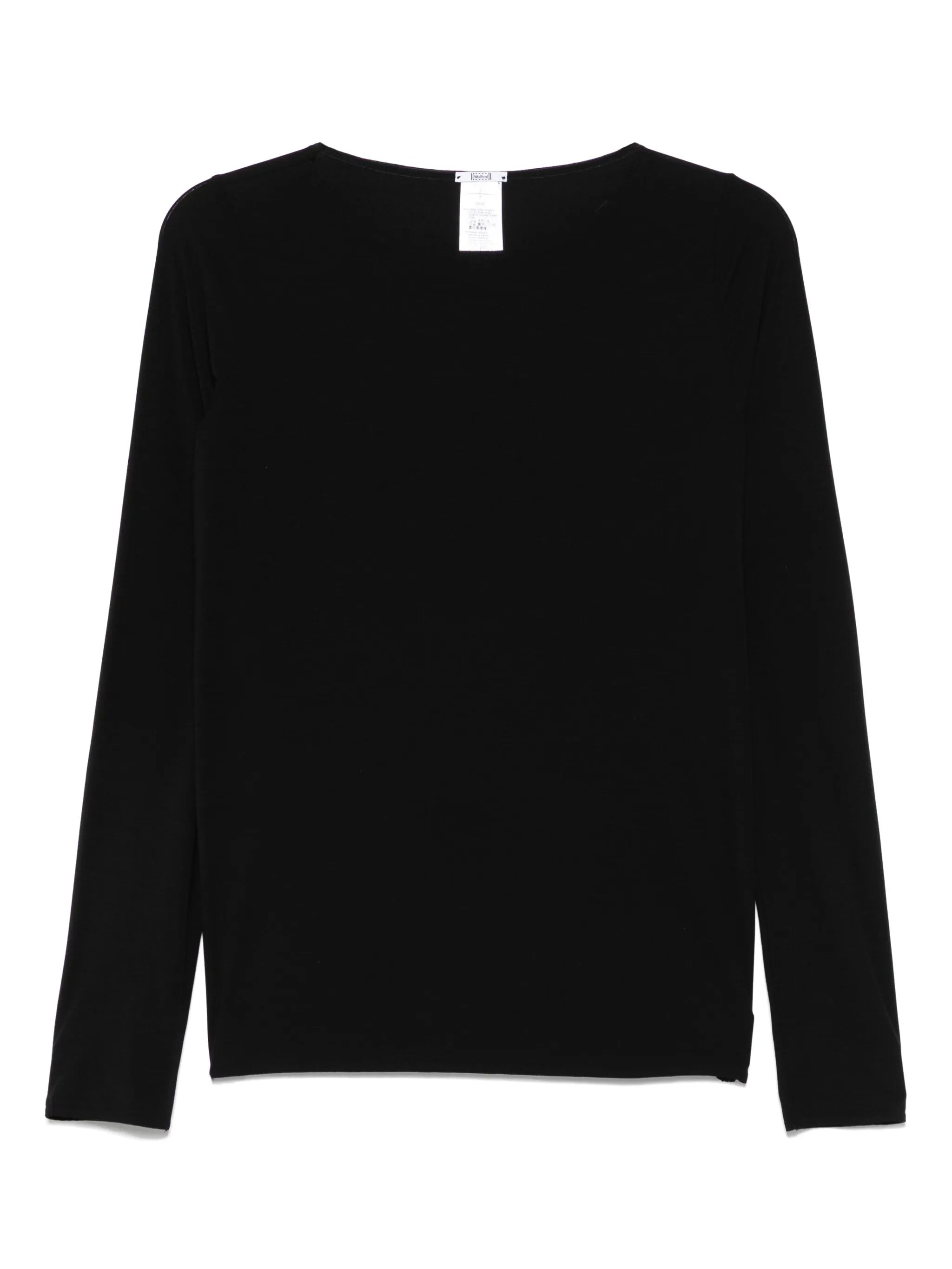 Black Pure Top Fitted Boat Neck Top