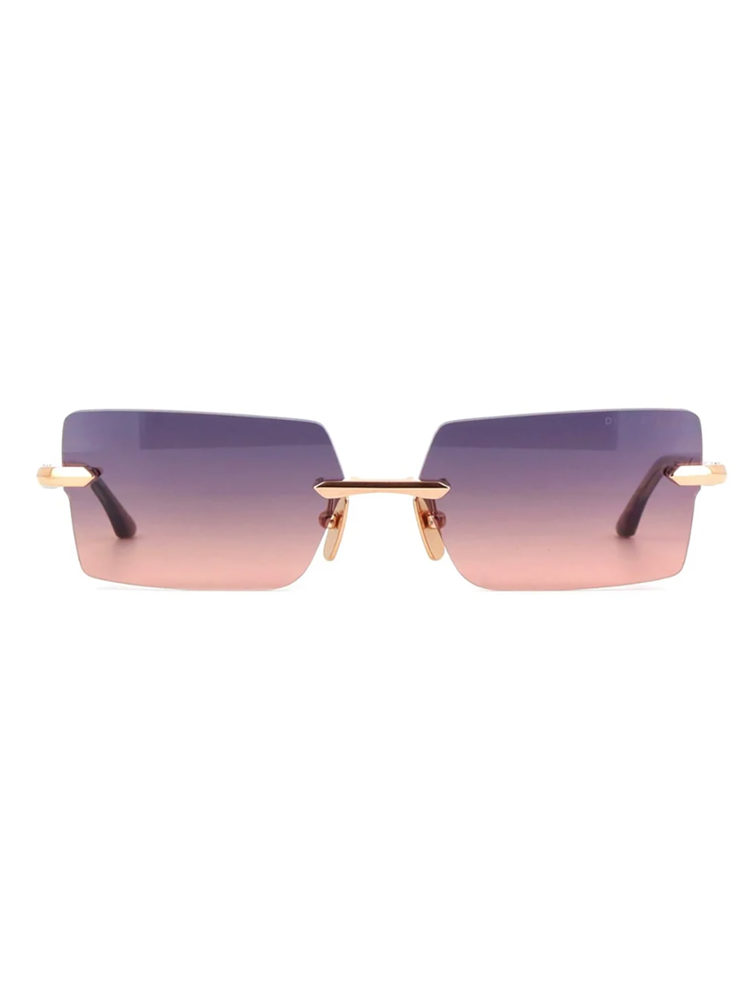 Rectangular Gradient Lens Sunglasses with Rose Gold Frames