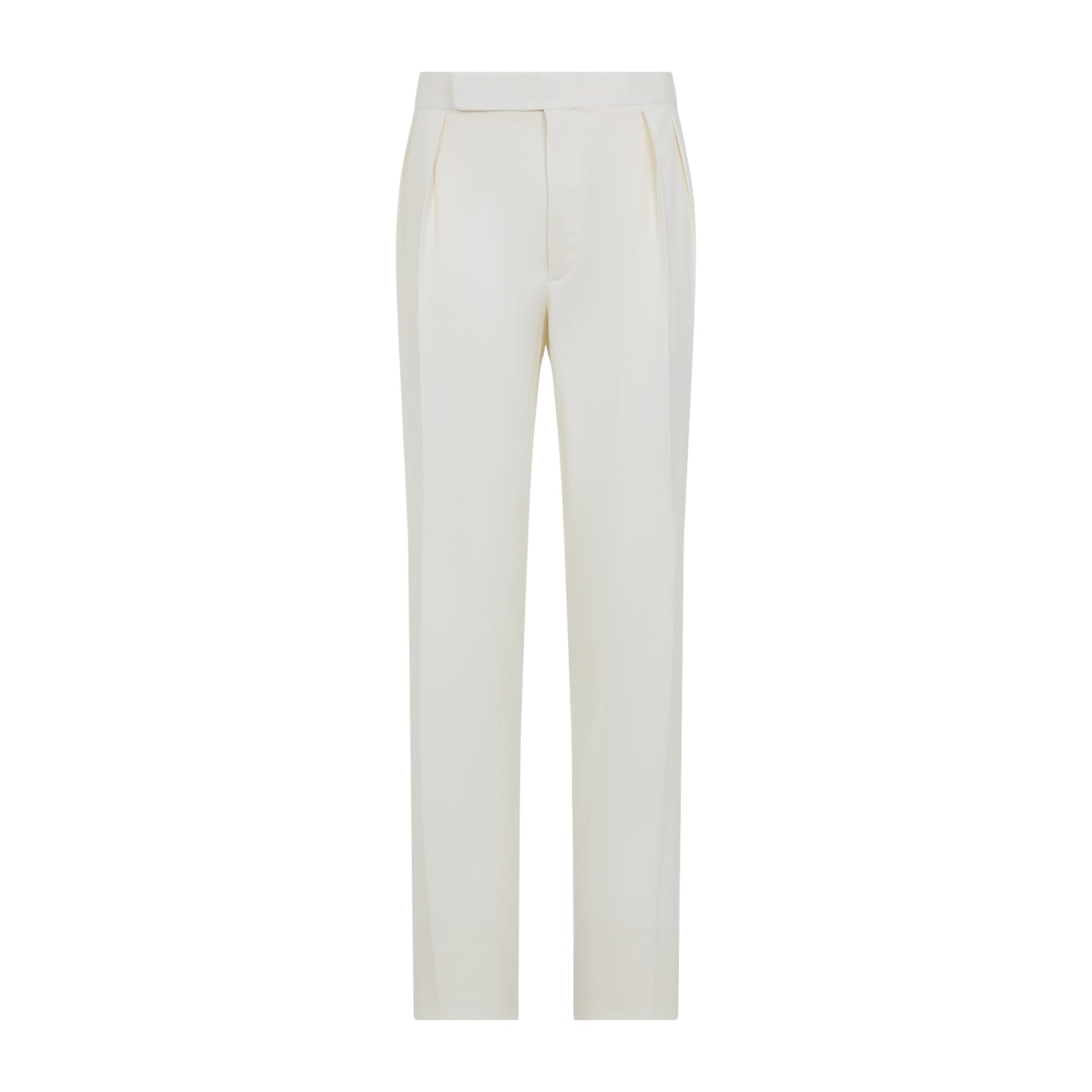 Tailored White Wool Trousers with Refined Silhouette
