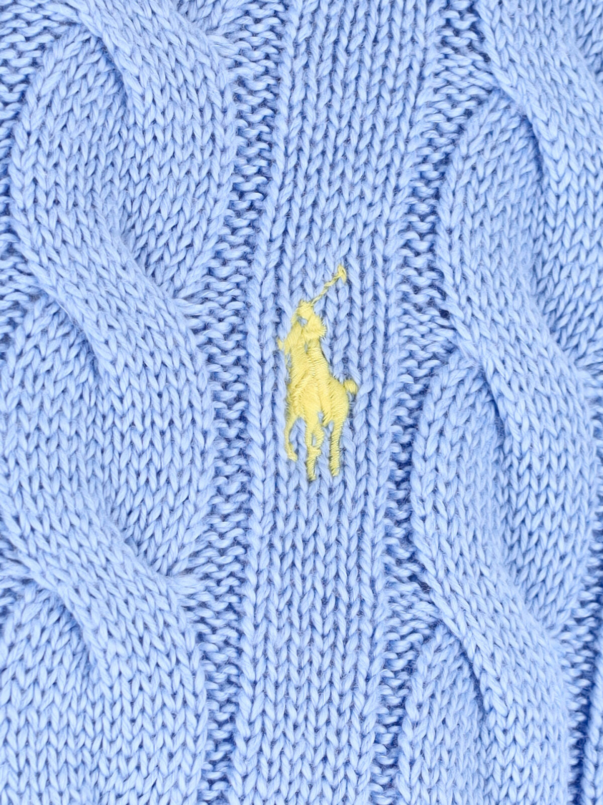 Blue Cable-Knit Crewneck Cotton Sweater