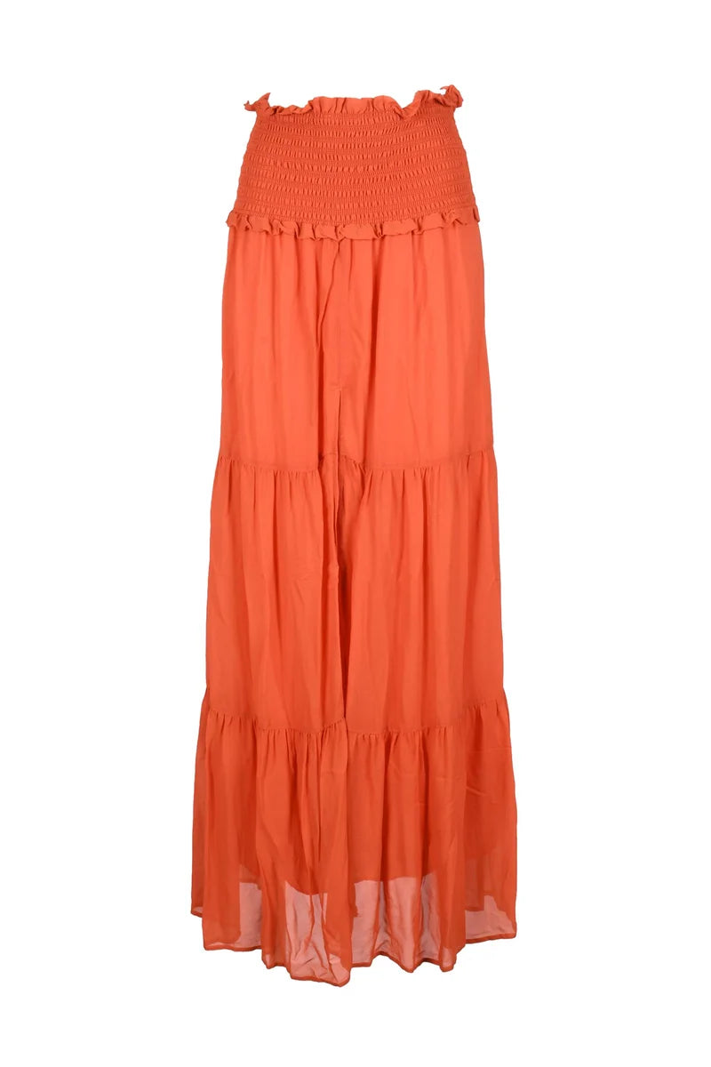 Long Chiffon Skirt Slit - Orange